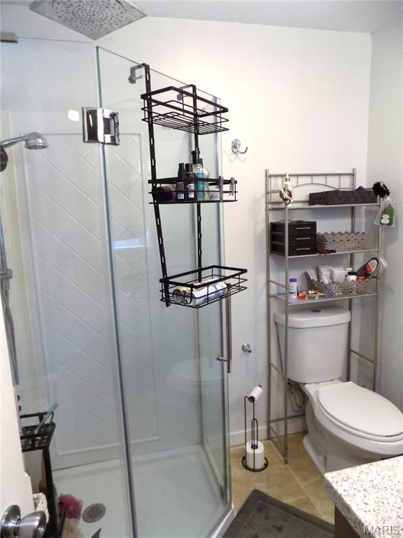 14875 County Road 2310, St James, MO 65559 - bathroom featuring a shower stall, tile patterned flooring, and vanity