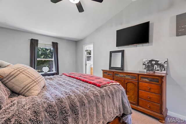 25 Saint Kathleen Ct, Troy, MO 63379 - bedroom with lofted ceiling, light colored carpet, and ceiling fan