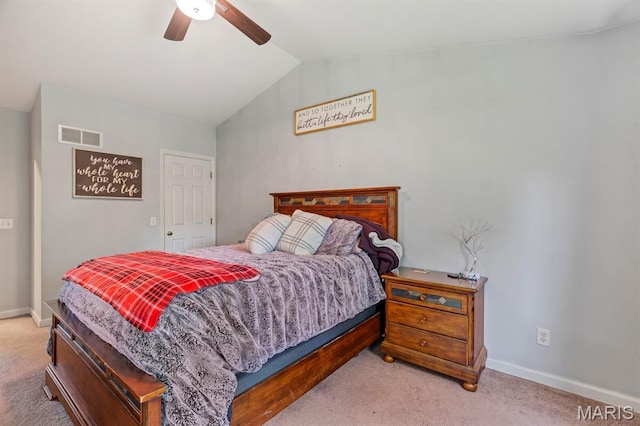 25 Saint Kathleen Ct, Troy, MO 63379 - bedroom featuring light colored carpet, vaulted ceiling, and ceiling fan