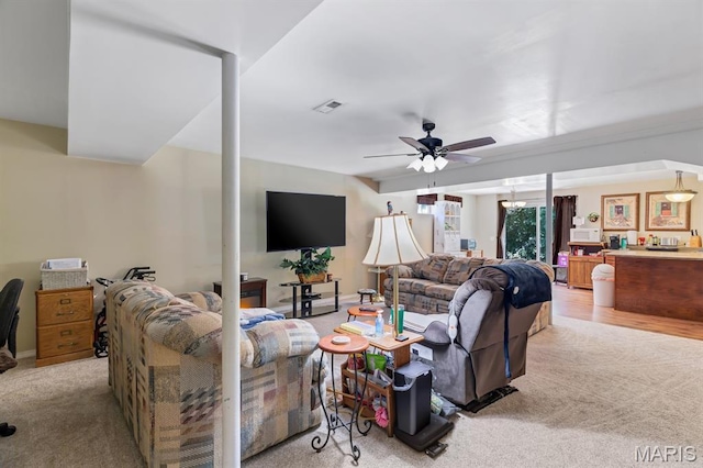 25 Saint Kathleen Ct, Troy, MO 63379 - living room with ceiling fan and light carpet