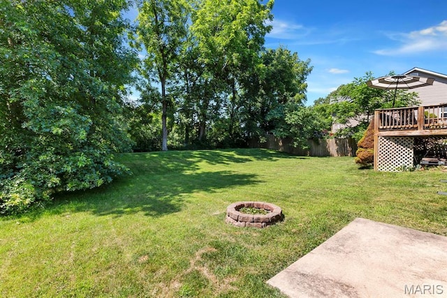25 Saint Kathleen Ct, Troy, MO 63379 - view of yard with a wooden deck and a fire pit