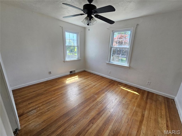 202 Harris, Steeleville, IL 62288 - unfurnished room with plenty of natural light, wood finished floors, a textured ceiling, and ceiling fan