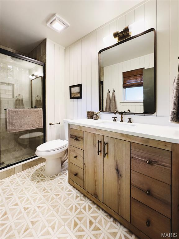 10 Marcus Dr, Saint Peters, MO 63376 - bathroom with vanity and a stall shower