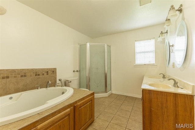136 County Road 4415, Poplar Bluff, MO 63901 - full bath featuring a garden tub, a shower stall, tile patterned floors, and double vanity