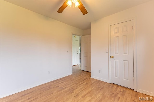 136 County Road 4415, Poplar Bluff, MO 63901 - unfurnished bedroom featuring light wood-type flooring and ceiling fan
