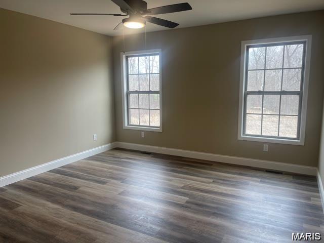 259 Broch Tuarach Pl, Jackson, MO 63755 - spare room with ceiling fan and dark wood finished floors