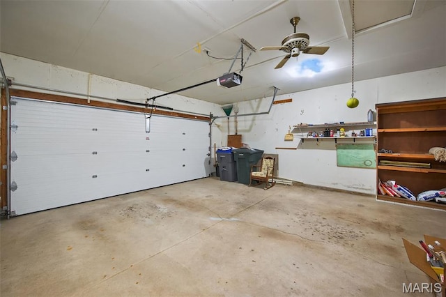 36 Mountain Laurel Dr, Saint Peters, MO 63376 - garage with a garage door opener and a ceiling fan