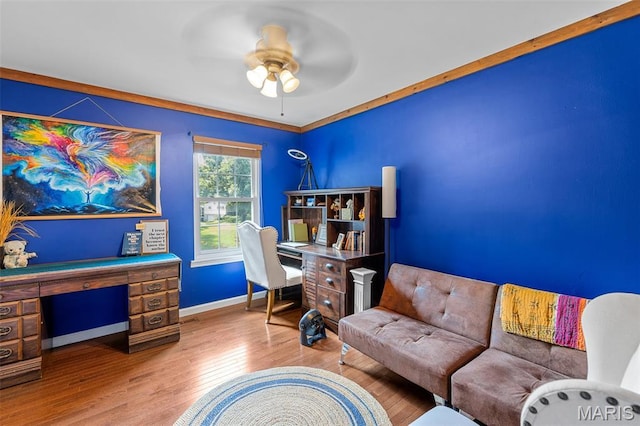 307 Blue Ridge Place Ct, Ballwin, MO 63011 - office space featuring wood finished floors and a ceiling fan