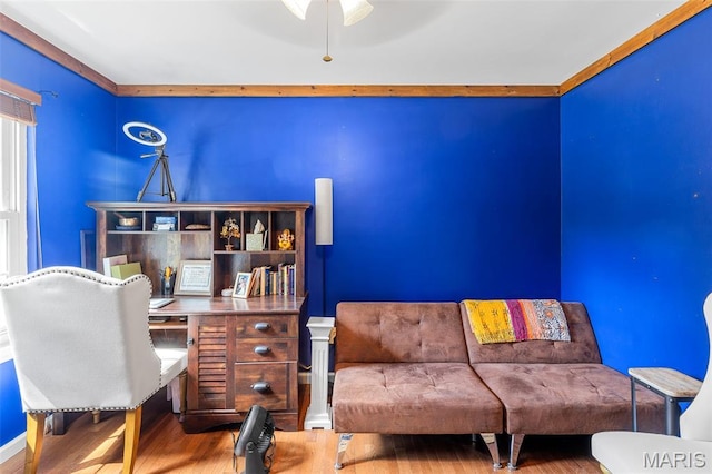 307 Blue Ridge Place Ct, Ballwin, MO 63011 - office with wood finished floors and ceiling fan