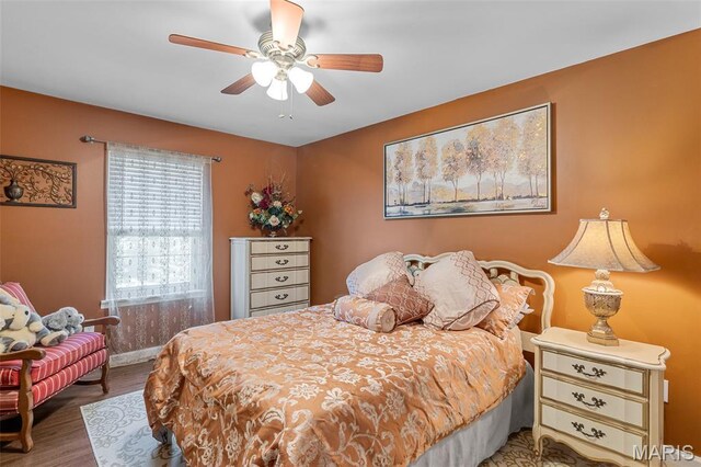 307 Blue Ridge Place Ct, Ballwin, MO 63011 - bedroom with wood finished floors and ceiling fan