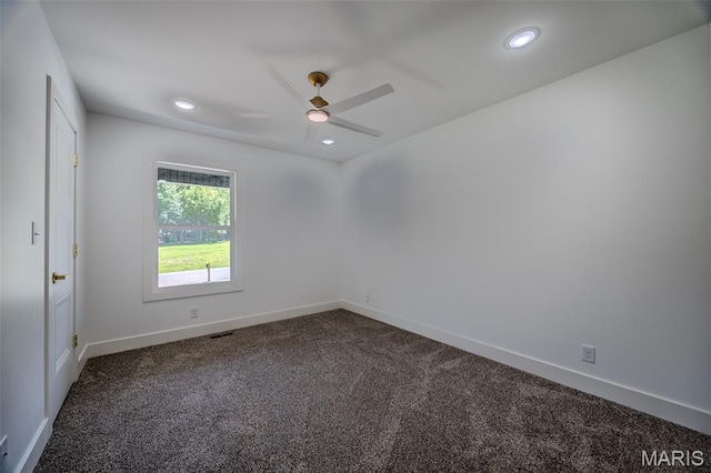 1817 Vadie Ave, Lebanon, MO 65536 - unfurnished room featuring dark carpet, a ceiling fan, and recessed lighting