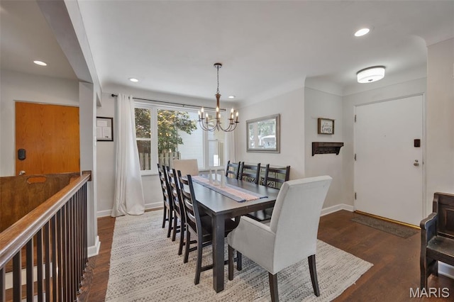7700 Weil Ave, Saint Louis, MO 63119 - dining room featuring a chandelier, recessed lighting, and wood finished floors