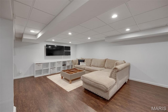 7700 Weil Ave, Saint Louis, MO 63119 - living room featuring wood finished floors, recessed lighting, and a paneled ceiling