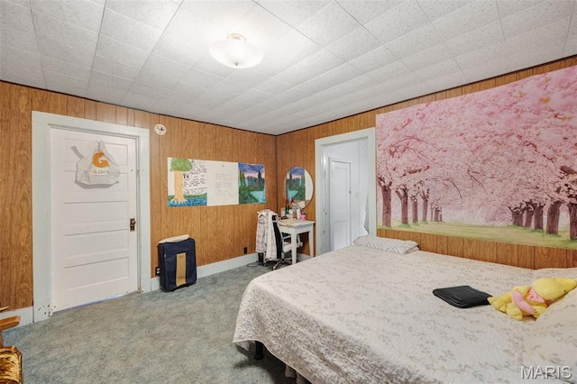 204 E Jefferson St, Potosi, MO 63664 - carpeted bedroom featuring wooden walls
