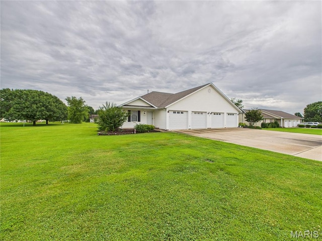 1110 State Highway Ad, Dexter, MO 63841 - ranch-style home featuring concrete driveway, a front lawn, and an attached garage