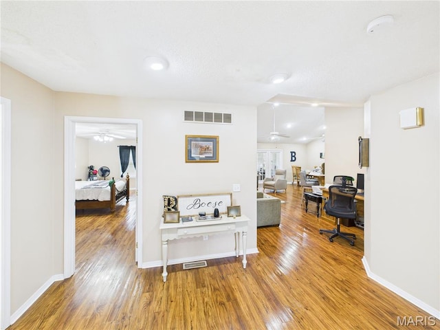 1110 State Highway Ad, Dexter, MO 63841 - office area featuring a ceiling fan and wood finished floors