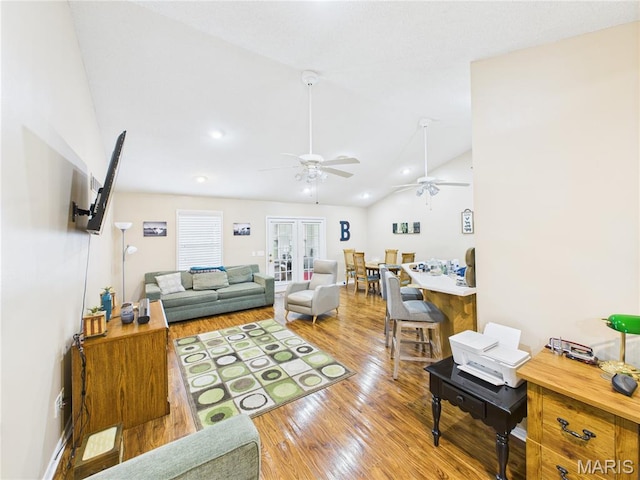 1110 State Highway Ad, Dexter, MO 63841 - living area with ceiling fan, wood finished floors, lofted ceiling, and recessed lighting
