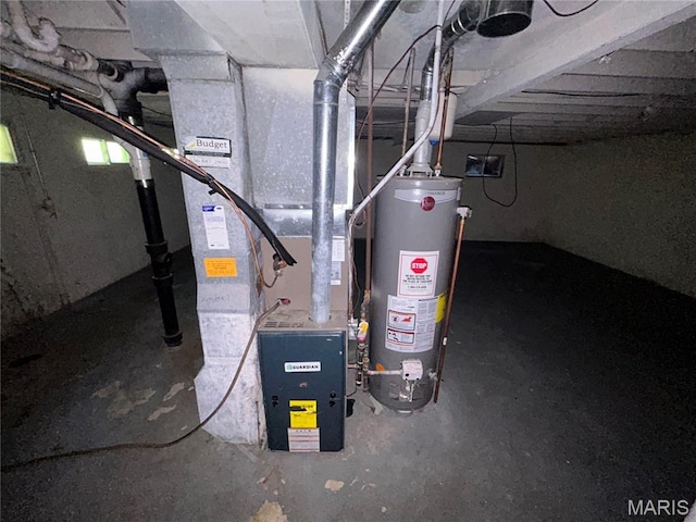 10205 Northland Hills Ct, Ferguson Township, MO 63136 - utility room featuring water heater and heating unit