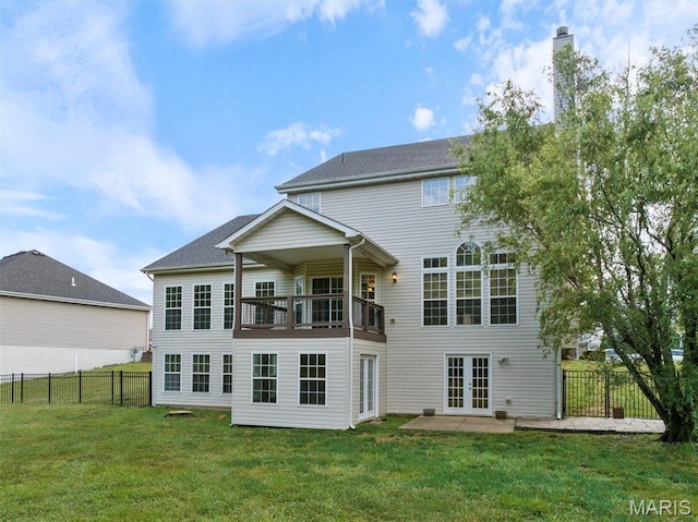 1305 Monarch Lake Ln, Shiloh, IL 62221 - back of house featuring french doors and a chimney