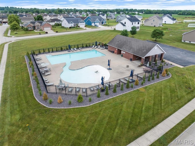 1305 Monarch Lake Ln, Shiloh, IL 62221 - aerial view of residential area featuring a pool area