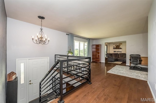 3644 Crestview Dr, Hillsboro, MO 63050 - stairway with a chandelier and wood finished floors
