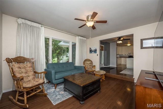 3644 Crestview Dr, Hillsboro, MO 63050 - living area featuring dark wood-style floors and a ceiling fan
