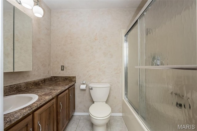 3644 Crestview Dr, Hillsboro, MO 63050 - bathroom featuring vanity, tile patterned floors, and bath / shower combo with glass door