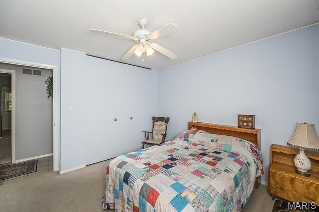 3644 Crestview Dr, Hillsboro, MO 63050 - bedroom featuring carpet flooring, a closet, and a ceiling fan