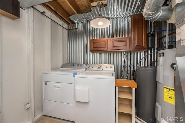 3644 Crestview Dr, Hillsboro, MO 63050 - laundry area featuring washing machine and clothes dryer, water heater, and cabinet space