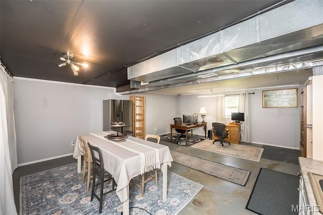 3644 Crestview Dr, Hillsboro, MO 63050 - dining space featuring an office area and concrete flooring