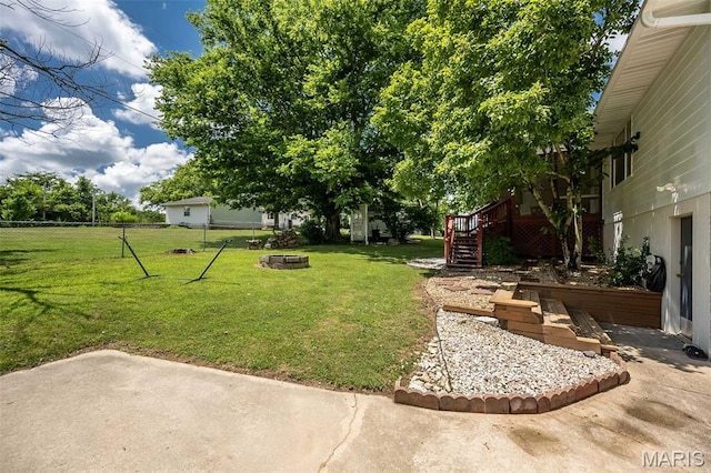 3644 Crestview Dr, Hillsboro, MO 63050 - view of yard featuring a patio, stairs, and an outdoor fire pit