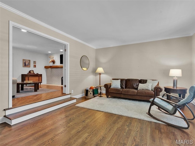 1571 Yarmouth Point Dr, Chesterfield, MO 63017 - living area featuring wood finished floors and ornamental molding