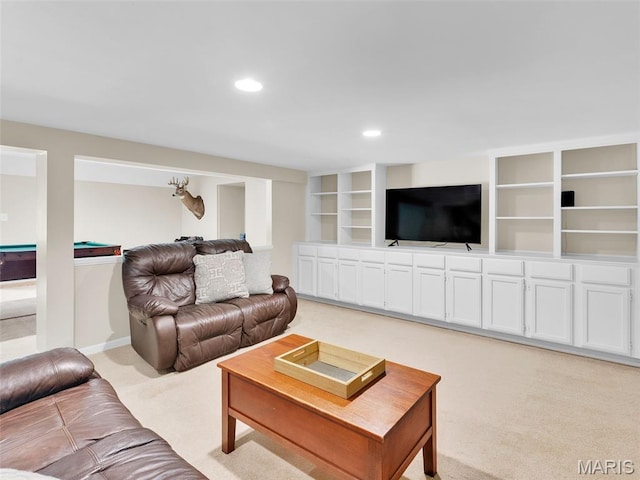 1571 Yarmouth Point Dr, Chesterfield, MO 63017 - living area with light colored carpet, billiards, and recessed lighting