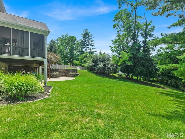 1571 Yarmouth Point Dr, Chesterfield, MO 63017 - view of yard with a patio area and a sunroom
