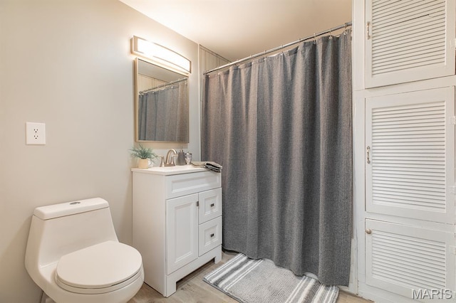 250 Hi Pointe Pl, East Alton, IL 62024 - full bathroom with vanity, wood finished floors, and a shower with curtain