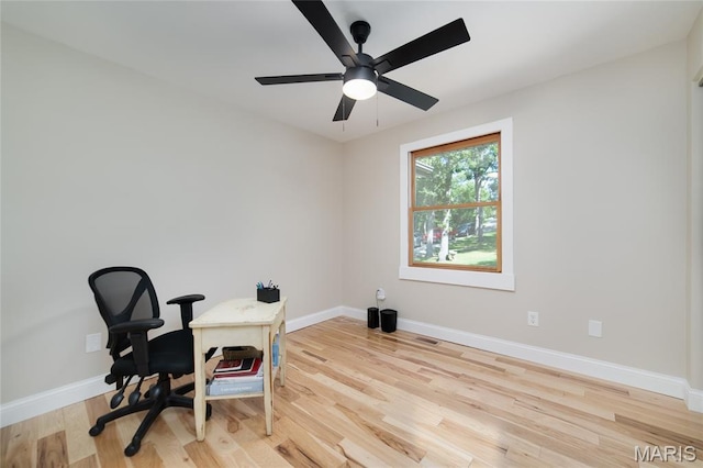 8870 State Road Nn, Cedar Hill, MO 63016 - home office featuring light wood finished floors and a ceiling fan
