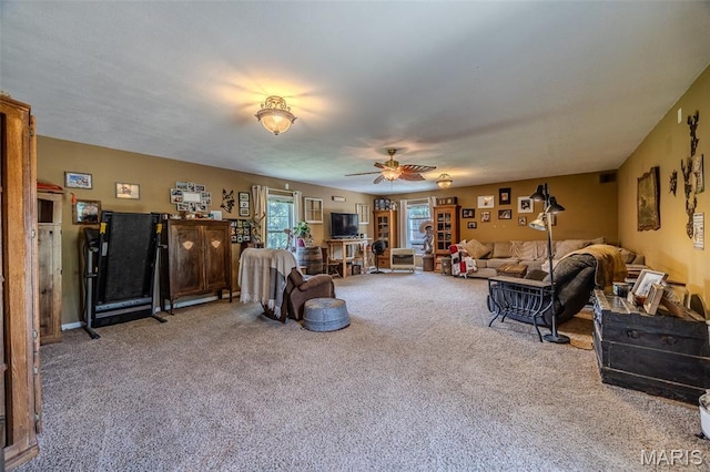30053 Emily Ln, Lebanon, MO 65536 - carpeted living area featuring a ceiling fan