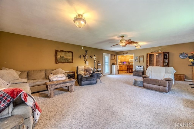 30053 Emily Ln, Lebanon, MO 65536 - living room with carpet floors and a ceiling fan
