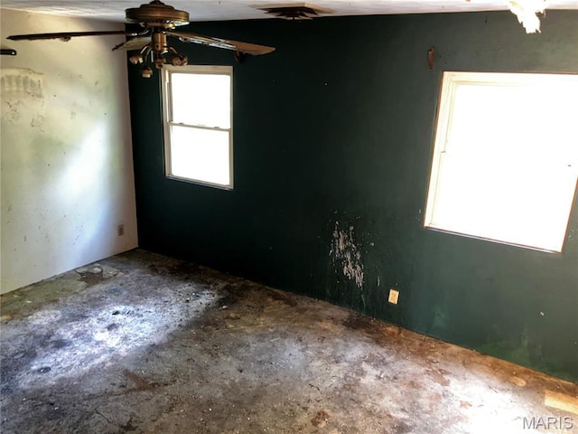 4612 Wood Duck Rd, Pinckneyville, IL 62274 - empty room with ceiling fan and unfinished concrete flooring