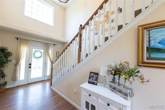 11907 Pine Forest Dr, Rolla, MO 65401 - entrance foyer with stairs, healthy amount of natural light, wood finished floors, and a high ceiling