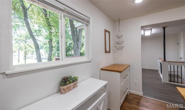 920 E 7th St, Rolla, MO 65401 - hallway with dark wood-style flooring and baseboards