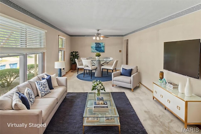 607 Sparrow Ct, Troy, IL 62294 - living room featuring ceiling fan and carpet