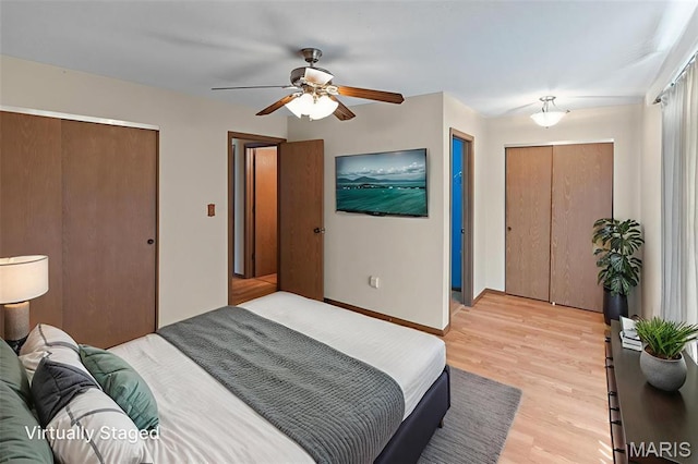 607 Sparrow Ct, Troy, IL 62294 - bedroom featuring light wood-style flooring and a ceiling fan
