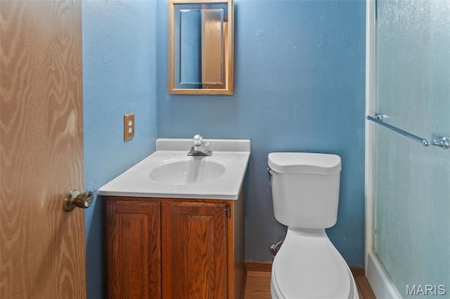 607 Sparrow Ct, Troy, IL 62294 - bathroom featuring vanity and a shower with door
