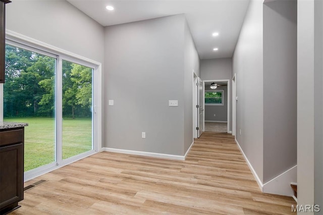 18347 Windy Hill Rd, Staunton, IL 62088 - hallway featuring light wood-style floors and recessed lighting
