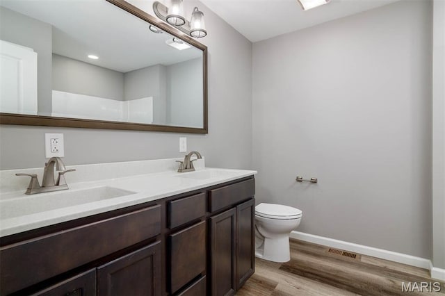 18347 Windy Hill Rd, Staunton, IL 62088 - bathroom featuring wood finished floors and double vanity