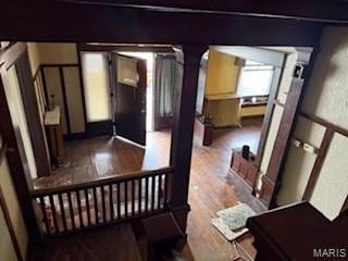 570 Washington Pl E, St Louis, IL 62205 - hall with wood finished floors and decorative columns