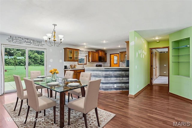 1518 Old Ripley Rd, Sorento, IL 62086 - dining room with dark wood-style flooring, a chandelier, and recessed lighting