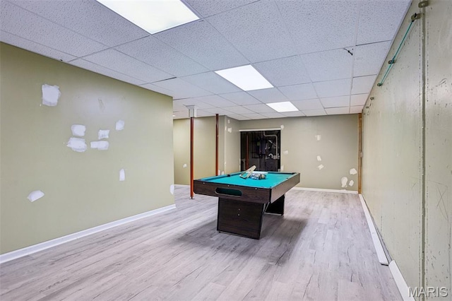 1518 Old Ripley Rd, Sorento, IL 62086 - game room featuring wood finished floors, pool table, and a drop ceiling