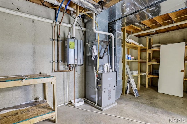 1518 Old Ripley Rd, Sorento, IL 62086 - unfinished below grade area with water heater and heating unit